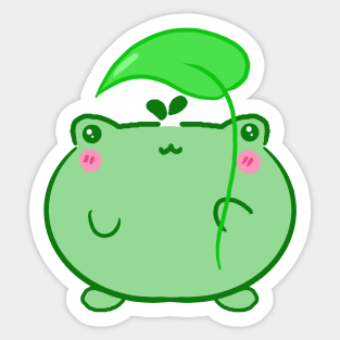 Happy lil frog with leaf Sticker